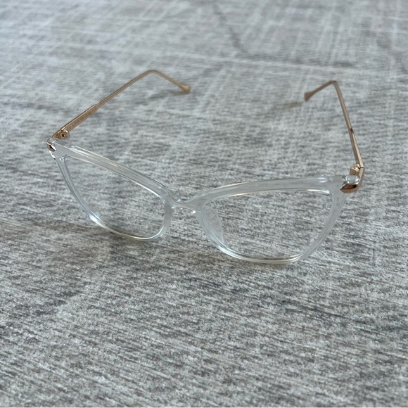 Cateye Women’s Clear Casual Glasses with Gold Temples - Picture 4 of 4